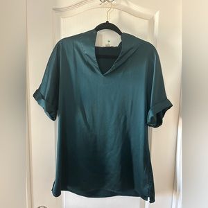 Calvin Klein large silk blouse forest green